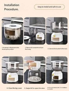 10kg Capacity Sealed Rice Storage Container, Moisture-Proof And Insect-Proof, Home Use Rice Bucket With Measuring Cup - Multicolor - View 4