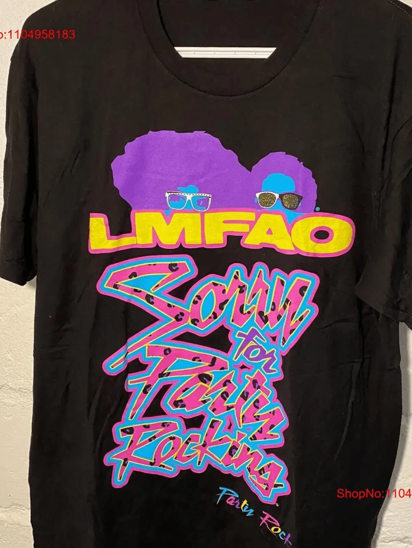 LMFAO Sorry For Party Rocking Tour T Shirt Full Size S 3XL Vintage Washed Stretched Top For Everyday Wear Graphic Soft Fashion - Black 7 - View 1