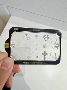 Luxury Sparkling Crystal Star & Moon Camera Lens Protector Film For IPhone 17 Pro Max/17 Pro, Fashionable Clear Tempered Glass Protective Case Accessory - Cross - View 5