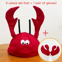 3件套，1顶可爱螃蟹帽+1副手套，男女通用礼品套装，适合万圣节、圣诞节、感恩节、狂欢节、节日派对、学校活动、趣味活动等场合。 - 3pc(螃蟹帽+手套) - 查看 7