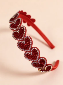 1件装时尚水晶爱心发箍，粉色和红色爱心发箍，女孩派对发饰，节日装饰礼物 - 彩色 - 查看 24