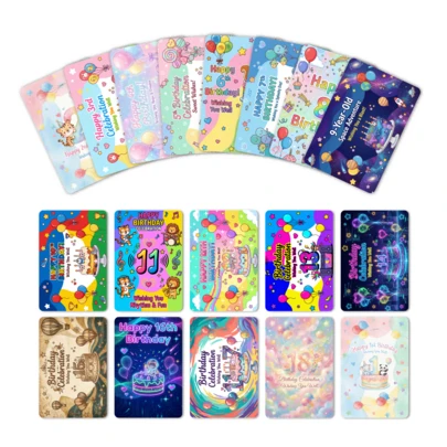 Age Specific Birthday Card Set (1 To 18) - 18 Themed Cards For Each Milestone Year, Cute Designs For Parent& Teens Celebrations