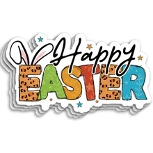 60pcs/30pcs Happy Easter Packaging Stickers, Leopard Print Easter Stickers, Easter Stickers, Easter Eggs, Easter Decorative Stickers, Party, Handmade, Card Sealing, Envelope Sealing, PVC Stickers 10pcs/30pcs - Multicolor - View 1