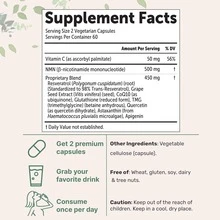 NMN 1,000mg Pure Vitality Formula | Synergistic Blend Of 10 Key Ingredients (Including Vitamin C, Resveratrol, CoQ10, And More),No Fillers, Plant-Based Capsules | Supports NAD+ Levels & Overall Wellness | 120 Capsules - 3 - 查看 4