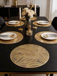 1-200 Peças Sousplat Minimalista Dourado de PVC, Lavável, Fácil de Limpar, Limpo com Pano, Antiderrapante, Jogos de Mesa de Jantar, Doce Nostalgia, Sousplat Elegantes, Aparelho de Mesa, Tapete de Cozinha e Jantar, Decoração de Casamento e Feriados - Multicolorido - Visão 1