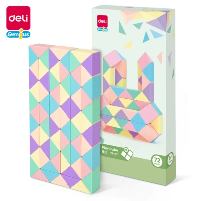 DELI YP107 馬卡龍魔尺 百變造型隨心所欲 培養空間思維與創造力 圓角防刮 ABS 材質 附贈教學 3 歲 + 兒童早期教育益智玩具
