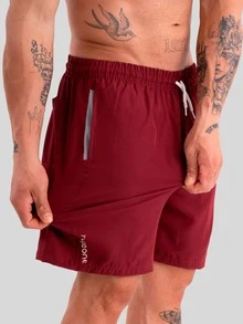 Type One Kit Of 2 Men's Athletic Tactel Shorts, Tactel Bermuda With Elastane, For Summer Running - Black/Wine - View 4