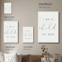 1pc I Am A Child Of God Poster, Inspirational And Motivational Wooden Framed Wall Art, Wrapped Canvas Vintage Prints Poster, John 112 - Minimalist, Minimalist, Modern, Graphic Style, Birthday Party Decor, Decorative Wall Art for Living Room Bedroom Office, Hanging Hardware Included - Wrapped Framed Canvas, Vertical - Lienzo enmarcado - Ver 10