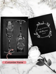 1 chiếc ly sâm panh tùy chỉnh - Có thể thêm nơ và tên, ly sâm panh khắc tinh xảo, hoàn hảo làm quà tặng cho phù dâu, quà kỷ niệm ngày cưới - Đồ sưu tầm sang trọng, có thể tái sử dụng và rửa bằng tay, quà tặng lãng mạn cho các cặp đôi, cấu trúc thủy tinh bền chắc, thích hợp cho Ngày Valentine, Tình yêu vĩnh cửu - Nhiều màu - Xem 1