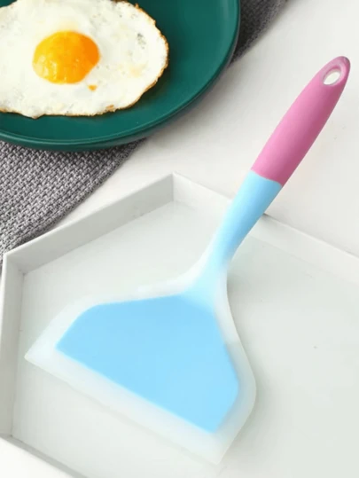 1个硅胶宽口煎蛋铲，硅胶铲，半透明硅胶铲，耐热不粘，适用于制作玉子烧、煎饼、烹饪，厨房工具（颜色/款式随机）