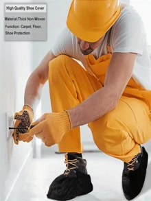 100 Disposable Shoe Covers, Black Elastic Open Shoe Covers, Non-Slip Shoe Covers, Suitable For Indoor/Outdoor Use, Home And Office Organization, Suitable For Family, Office, School, Back-To-School Season, Shoes, Spring/Summer Selection, Bridesmaid Gifts, Room, Bedroom Decoration, Beach, Travel, Unisex, Vacation. - bao bọc giày - Xem 5