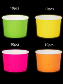10pcs/40pcs Glow-In-The-Dark Ice Cream Paper Cups, Disposable Dessert Bowls, Suitable For Hot & Cold Food, Birthday Party Supplies, Gifts - Multicolor - View 9