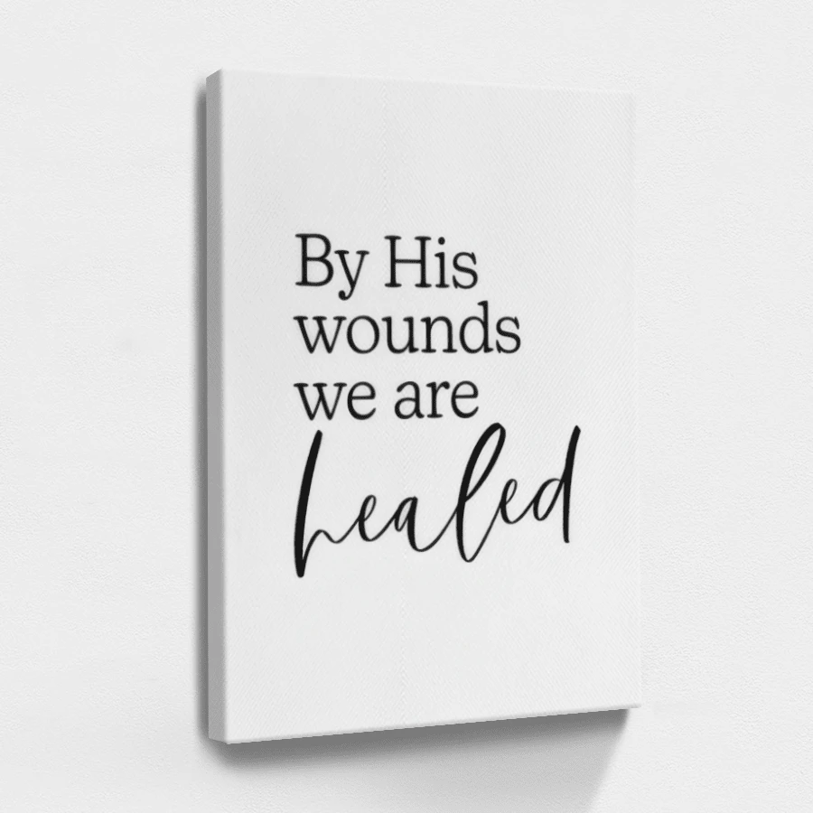 1pc Minimalist Inspirational Motivational Wall Art, Girl Apartment Artwork Wrapped Framed Canvas Wall Art, Vintage Prints Poster, By His Wounds We Are Healed - Minimalist, Minimalist, Modern, Clean Lines Style, Birthday Party Decor, Decorative Wall Art for Living Room Bedroom Office, Hanging Hardware Included - Wrapped Framed Canvas, Vertical - Lienzo enmarcado - Ver 1