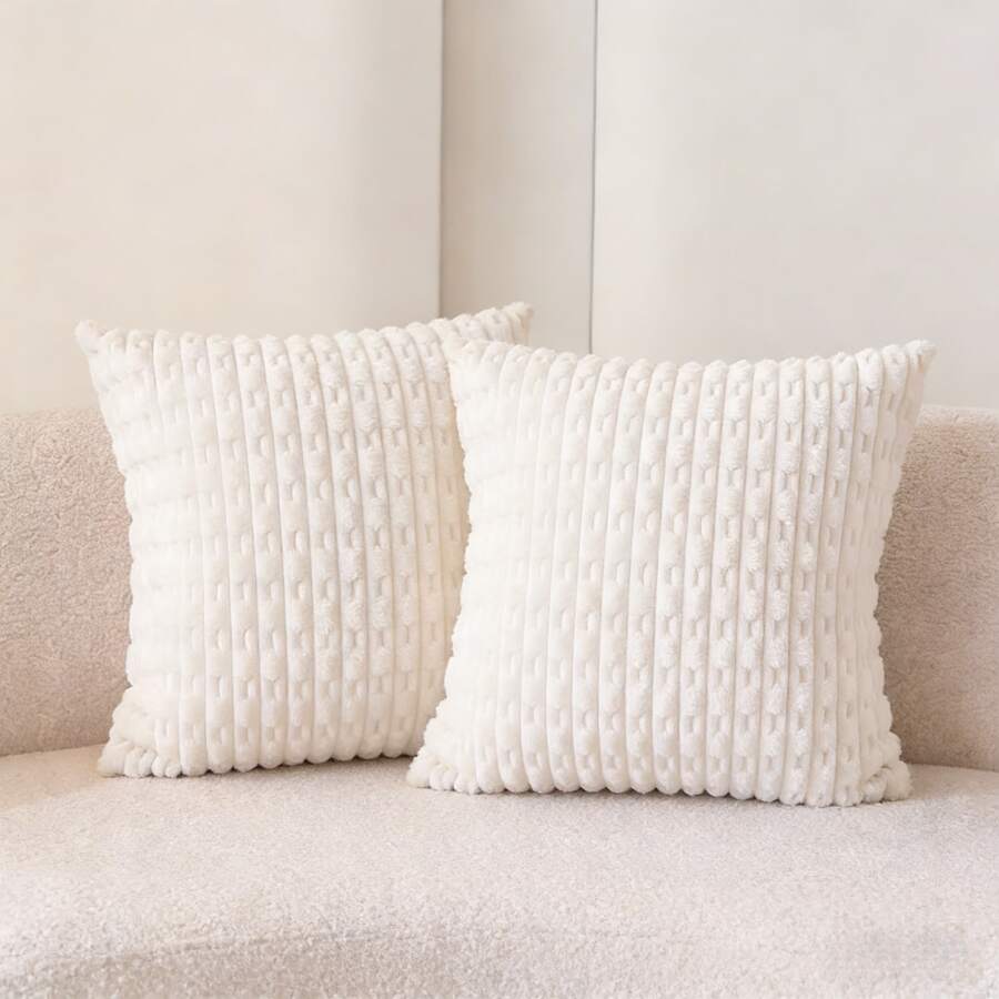 Set Of 2 Bohemian Striped Decorative Pillow And Throw Pillow Covers, Comfortable And Soft Solid Color Cushion Cover, Suitable For Bedroom Bedding, Home Decoration, Sofa Decoration, Camping, Outdoor And Other Occasions