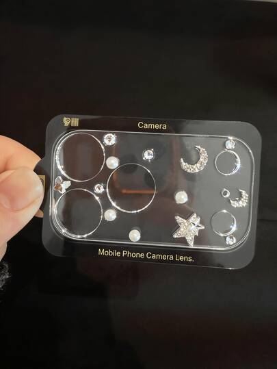 Luxury Bling Rhinestone Star Moon Camera Film Protector Compatible With IPhone 17 Pro Max 17 Pro Fashion Cross Clear Hard Glassy Film Cover Accessories Applicable To Daily Shield, Office, Home Daily Shield Office Home Lens Protector Phone Camera Cover Sparkling Crystal Waterproof Shockproof Anti-Fall Scratch Resistant