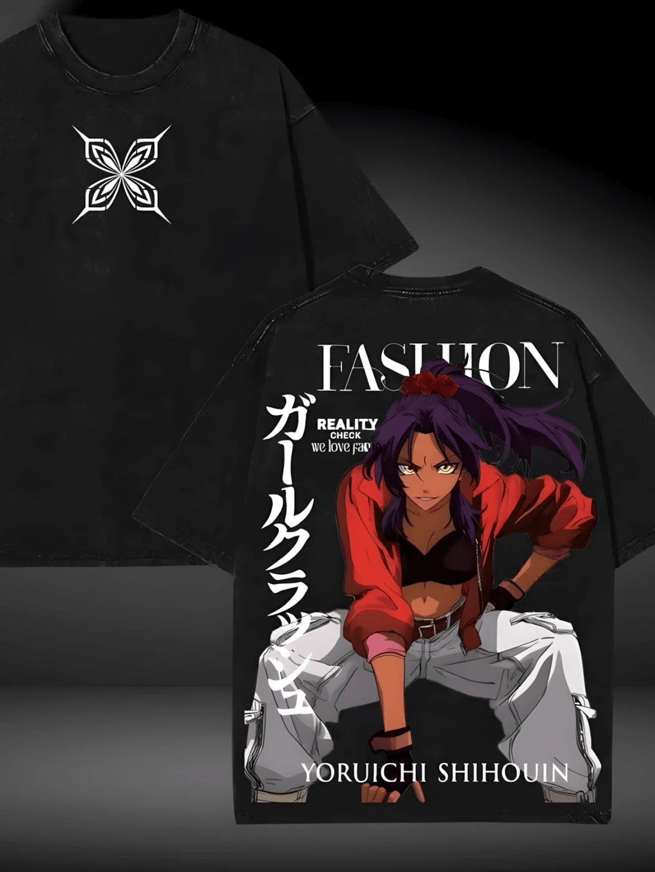 Men's Washed T-Shirt ,Anime Character Print T-Shirts,Yoruichi Shihouin Bleach Oversized Y2k Vintage Acid Washed Anime Graphic Hot Premium Tee For Fans - Unisex Cotton Shortsleeve Soft Casual T-Shirt - Heavyweight Crewneck Menswear, Streetwear Clothes - Black - View 1