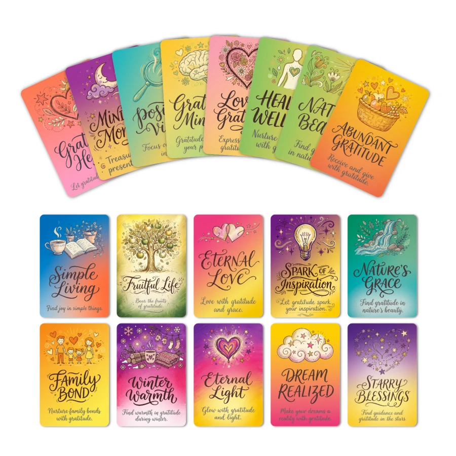 Gratitude Journal Prompt Cards - 18 Gentle Reminders To "Nurture" & "Receive", Healing Tool For Anxiety Relief, Happiness Practice & Emotional Well-Being,Inspirational Cards - 18Pcs - View 1