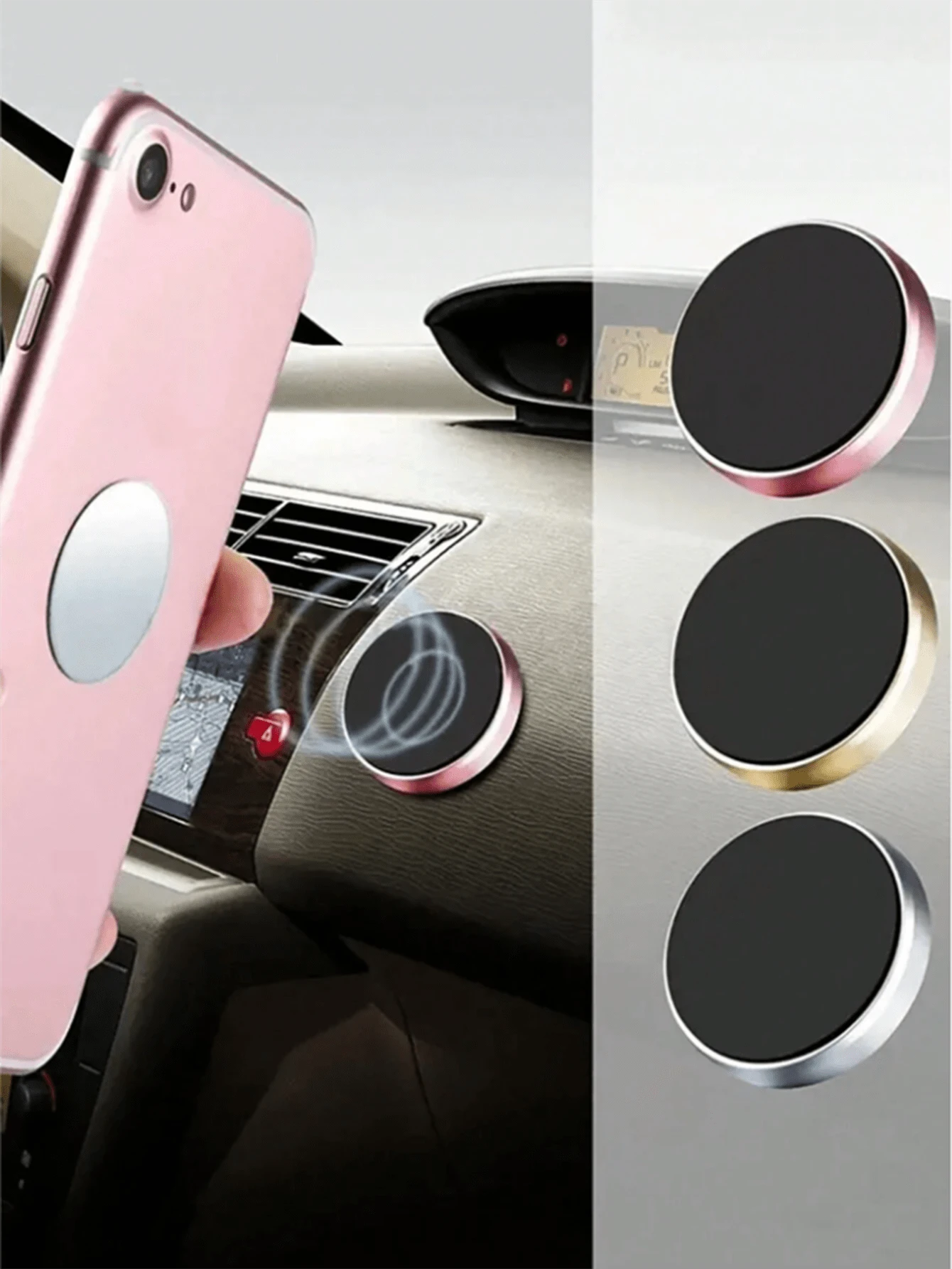 Alloy Dashboard Paste 1PC Mini Magnetic Phone Holder Made Of Metal A Multi-Functional Car Phone Navigation Holder Compatible With Iphones And Android Phones Birthday Gift Car Accessory For Family And Friends Car Phone Holder Valentine's Day Gift