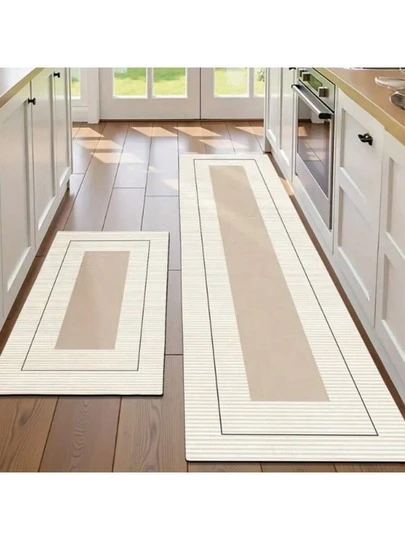 1pc Simple Rectangular Kitchen Rug, Kitchen Mat, Kitchen Carpet, Doormat, Small Rug, Carpet, Runner Rug, Floor Mat, Home Decor, Area Rug, Outdoor Mat, Bedroom Carpet, Washable Rug
