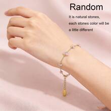 1件18K镀金天然宝石水晶不锈钢女士手链，节日礼物 - 多色 - 查看 2