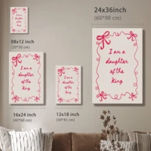 1 pza Póster "I am a daughter of the most high King", inspiracional, decoración de Pascua, cuadro de madera, póster vintage - Minimalista, moderno, estilo tipográfico, regalo ideal, decoración para sala, dormitorio u oficina, incluye herrajes - Vertical - Lienzo enmarcado - Ver 10