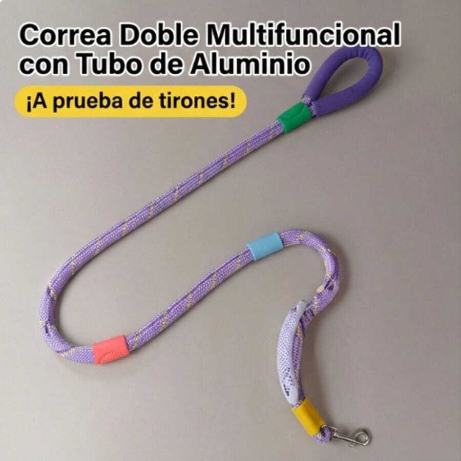 1.5*1.2cmDog Leash,Duty Dog Training Leash,Double Handle Comfortable Padded Hands Free Dog Leash,Adjustable Crossbody Waist Leash for Small Medium Large Dogs - Multicolor - Ver 1