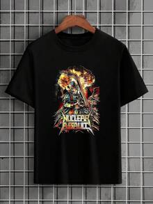 Camiseta Banda de Rock Nuclear Assault Thrash Metal Camisa Blusa Unissex Masculino Feminino 100% Algodão Top Premium Streetwear Lançamento Envio Imediato Varias Cores!! Plus Size - Preto - Visão 1