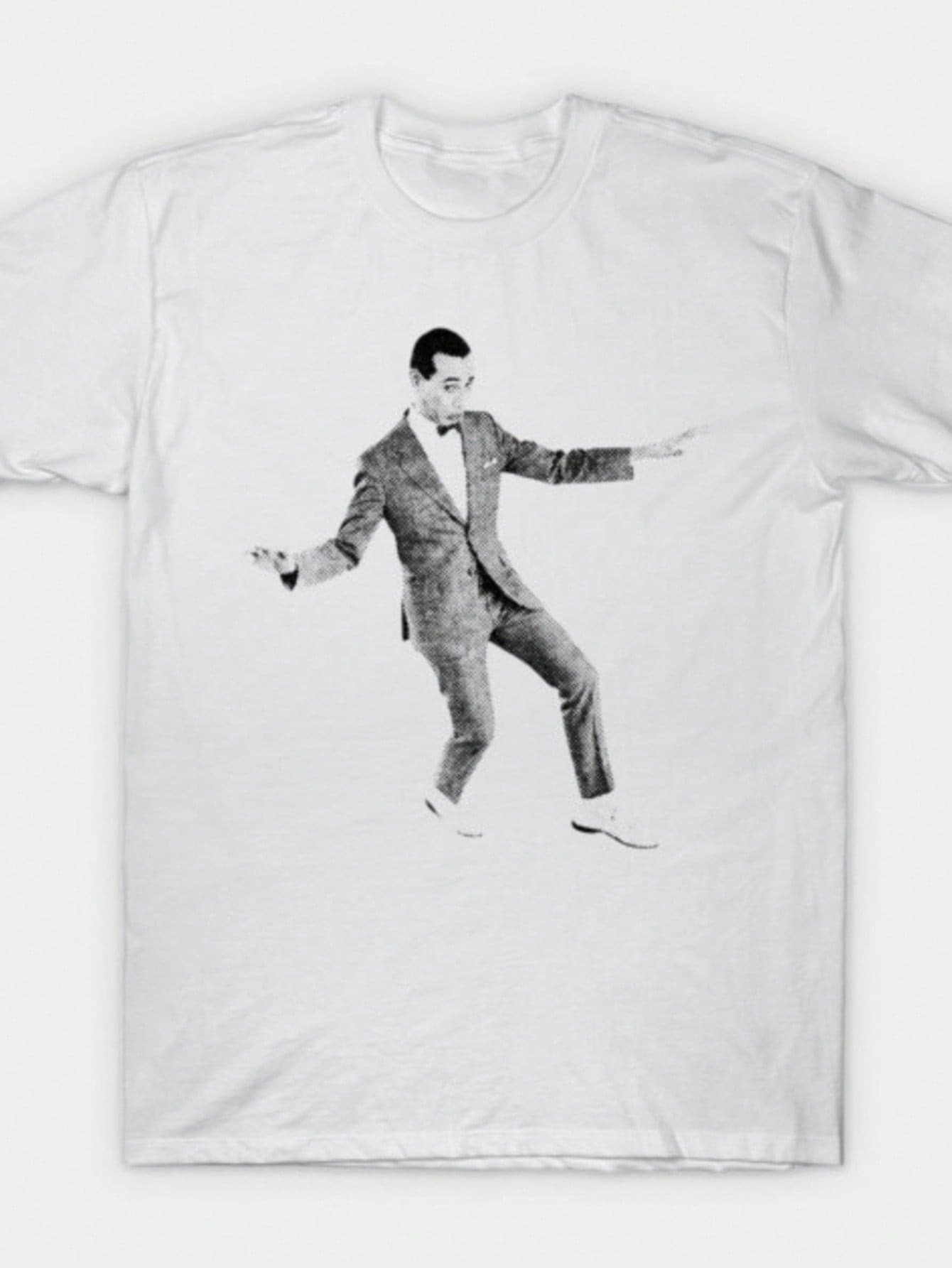 180g Pieces Of Pure Cotton Pee Wee Herman Halftone T-Shirts,Pee-Wee Herman "Dance" Graphic T-Shirt | Pee-Wee's Playhouse Retro 80s Iconic Pose Tee | Unisex Nostalgia Apparel,Leisure And Versatile Daily Travel,Summer Travel Neutral T-Shirt - trắng - Xem 1