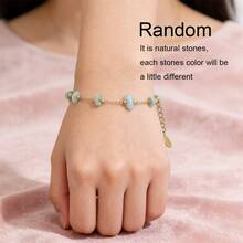 1件18K镀金天然宝石水晶不锈钢女士手链，节日礼物 - 多色 - 查看 3