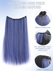 20 Inch 1-Piece 4-Clip Multi-Color Vibrant Bright Long Straight Synthetic Fiber Wig For Music Festival Halloween Party - Multicolor - View 2