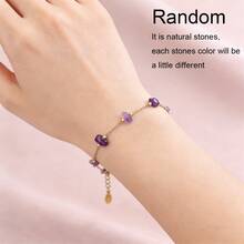 1件18K镀金天然宝石水晶不锈钢女士手链，节日礼物 - 多色 - 查看 6