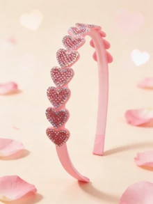 1件装时尚水晶爱心发箍，粉色和红色爱心发箍，女孩派对发饰，节日装饰礼物 - 彩色 - 查看 11