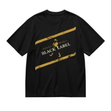 Johnnie Walker Black Labe Men's Cotton Crew Neck Short Sleeve T-Shirt Casual Soft Breathable Basic Tee Everyday Comfort Fit - 黑色 - 查看 8