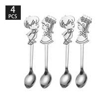 2/4pcs Stainless Steel Dessert Spoons, Cute Cartoon Handle Spoons - Silver - View 7
