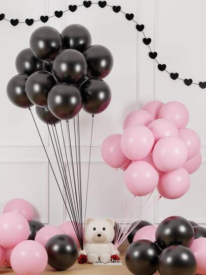 5/10/12/18inch Pink Black Balloons, 62 To 306pcs/Set Pink And Black Balloons Different Sizes 18 12 10 5 Inch For Birthday Wedding Bridal Shower Anniversary Valentine's Day Gender Reveal Graduation Bachelorette Princess Party Decorations