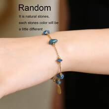 1件18K镀金天然宝石水晶不锈钢女士手链，节日礼物 - 多色 - 查看 4