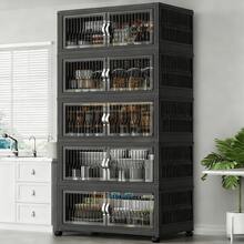 28inch 600Qt Stackable Storage Bins With Lid, Extra Large Closet Organizer Collapsible Drawer Boxes With Wheels, Folding Plastic Cabinet Containers For Home Kitchen Room Organization, 1/2/3/4/5Pack - 灰色 - 查看 8