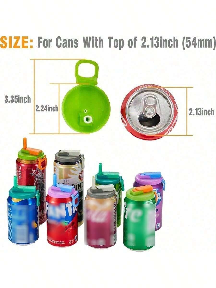 1 nắp đậy lon nước giải khát bằng silicon nhiều màu sắc, có thể tái sử dụng, kiểu dáng sáng tạo, phù hợp với lon soda, nước ngọt, nước ép, nước khoáng có ga (Vui lòng lắp ống hút từng bước để tránh bị tuột), phụ kiện cần thiết cho mùa hè, đồ dùng cho cốc, đồ dùng học tập (Màu ngẫu nhiên) - Màu ngẫu nhiên - Xem 1