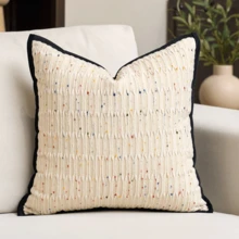 1 buah Sarung Bantal Dekoratif Bergaris Chenille, Tanpa Isian Bantal, Sarung Bantal Dekorasi Warna Dopamin Modern yang Sangat Lembut untuk Rumah, Sofa, Cocok untuk Semua Musim, Juga Dapat Digunakan Sebagai Hadiah. - Putih dengan garis-garis - View 13