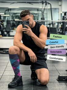 2 Pairs Compression Socks For Men Knee High Length Support Women's Compression Stockings For Work Leg Long Compression Stockings Maternity Travel Beat Rated - Multicolor - View 5