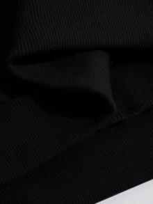 Áo nỉ cổ tròn unisex, kiểu dáng thường ngày, thích hợp mặc đi học, đi làm, hoặc mặc đôi, phong cách đa năng dễ phối đồ. - màu đen - Xem 5