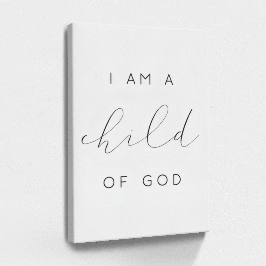 1pc I Am A Child Of God Poster, Inspirational And Motivational Wooden Framed Wall Art, Wrapped Canvas Vintage Prints Poster, John 112 - Minimalist, Minimalist, Modern, Graphic Style, Birthday Party Decor, Decorative Wall Art for Living Room Bedroom Office, Hanging Hardware Included - Wrapped Framed Canvas, Vertical - Lienzo enmarcado - Ver 1