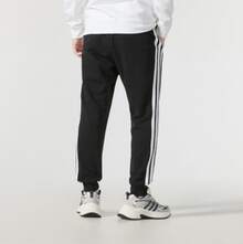 Adidas 阿迪达斯 M 3S FT TC PT 舒适柔软休闲针织运动裤，男士 - 黑色 - 查看 3