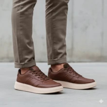 Men's Casual Street Minimalist Comfortable Basic Lightweight Urban Style Sneakers EDN2205 - Rust Brown - View 4