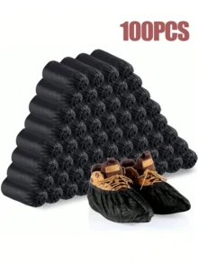 100 Disposable Shoe Covers, Black Elastic Open Shoe Covers, Non-Slip Shoe Covers, Suitable For Indoor/Outdoor Use, Home And Office Organization, Suitable For Family, Office, School, Back-To-School Season, Shoes, Spring/Summer Selection, Bridesmaid Gifts, Room, Bedroom Decoration, Beach, Travel, Unisex, Vacation. - bao bọc giày - Xem 1