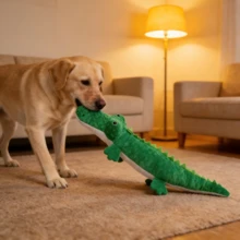 大型犬玩具：会发出吱吱声的狗狗玩具 - 毛绒狗狗磨牙玩具 - 耐用的拔河玩具 - 适合小型、中型和大型犬的互动式幼犬玩具 - 綠色 - 查看 2