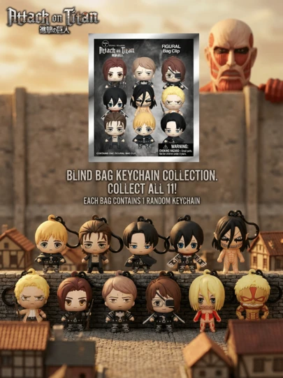 Crunchyroll Attack On Titan Orijinal Sürpriz Paket Anahtarlık (1 Adet) - 3D Köpük Figür Sürpriz Kutu Figür Çanta Klipsi ve Charm Fermuar Çekme Anahtarlık Sırt Çantası Aksesuarları Koleksiyonluk Sevgililer Günü Hediyeleri - Armin Eren Levi Mikasa Reiner Sasha Jean Hange Annie