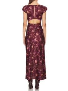 Women's Elegant Polka Dot Satin Maxi Dress Floral Lace Patchwork Bubble Sleeve Sweetheart Neck Open Back Fit  Flare Long Dress Summer  Outfits For Going Out Coquette Clothes For Wedding Academy Resort Vacation Family Gathering Graduation Party Music Festival - 紅色 - 查看 2