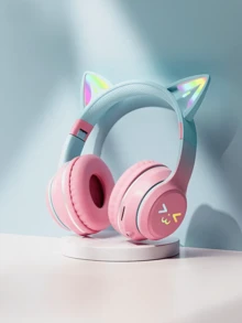 GENAI Wireless Headphones With LED Cat Ear Design, Cute Headset For Girls And Teenagers, Suitable For Music, Gaming, Video And Daily Use - Multicolor - View 10