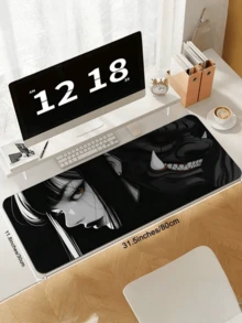 1pc Large Size Anime Girl & Demon Gaming Mouse Pad, Cool Black Design, Thick Non-Slip Rubber Base, Easy To Clean, Rectangular Desk Mat Suitable For Gamers And Office Use, Bold Character Design, Easy-Clean Surface - Rectangle - View 11